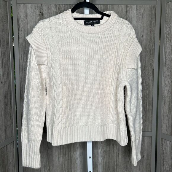 Behida Dolic Millinery Sweater Women Small Italian Wool Oversized Cable Knit - Picture 3 of 9